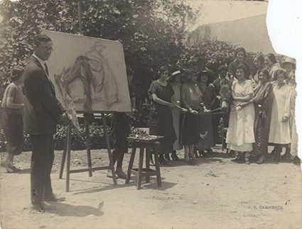 Héctor Spiers pintando al aire libre