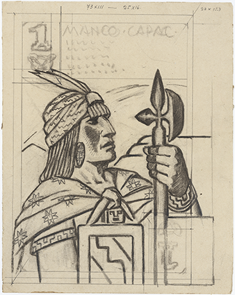 Manco Cápac, boceto para diseño de naipes