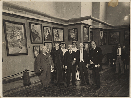 Daniel Hernández y Augusto B. Leguía, en la exposición de la Escuela Nacional de Bellas Artes
