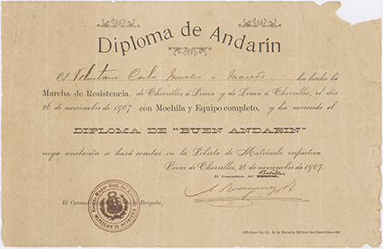 Diploma de ‘Buen Andarín’ otorgado a Carlos Morales Macedo