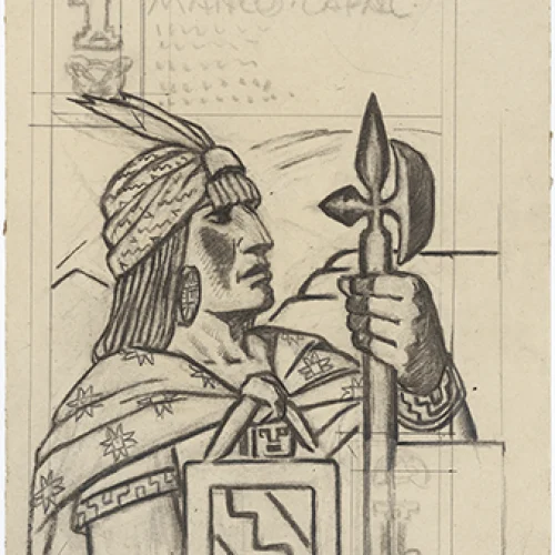 Manco Cápac, boceto para diseño de naipes