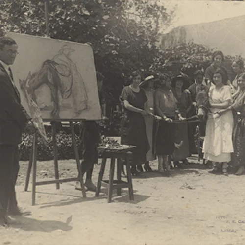 Héctor Spiers pintando al aire libre
